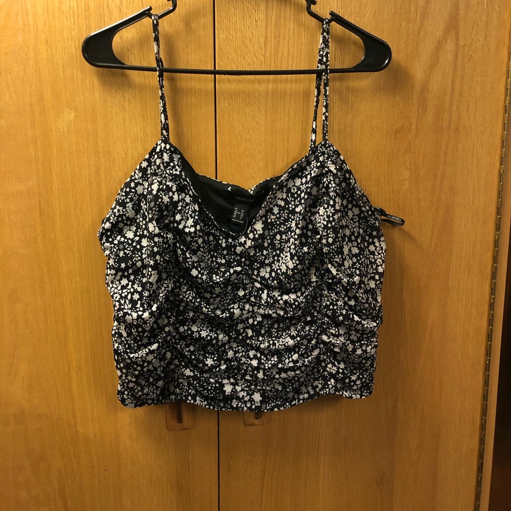 Black and White Forever 21 Crop Top